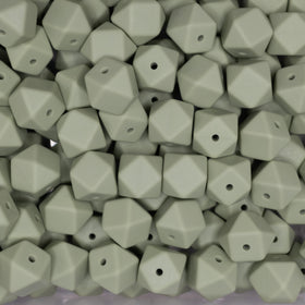 14mm Matcha Green Hexagon Silicone Bead