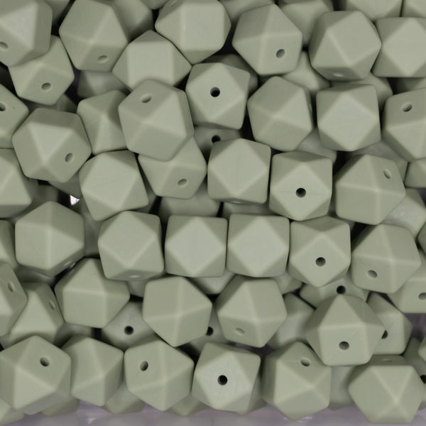 top view of a pile of 14mm Matcha Green Hexagon Silicone Bead