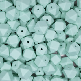 14mm Mint Green Hexagon Silicone Bead