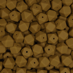 14mm Mustard Yellow Hexagon Silicone Bead