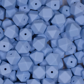 14mm Pastel Blue Hexagon Silicone Bead