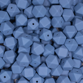 14mm Powder Blue Hexagon Silicone Bead