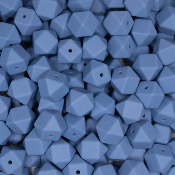 top view of a pile of 14mm Powder Blue Hexagon Silicone Bead