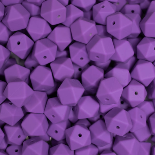 top view of a pile of 14mm Purple Hexagon Silicone Bead