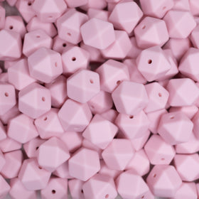 14mm Quartz Pink Hexagon Silicone Bead