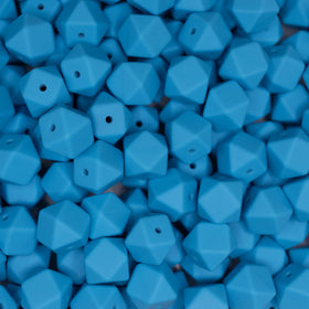 14mm Sky Blue Hexagon Silicone Bead