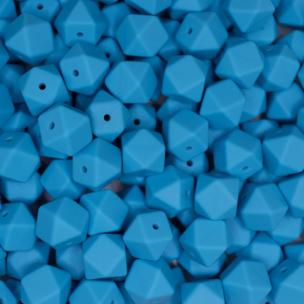top view of a pile of 14mm Sky Blue Hexagon Silicone Bead