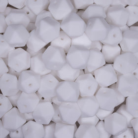 14mm White Hexagon Silicone Bead