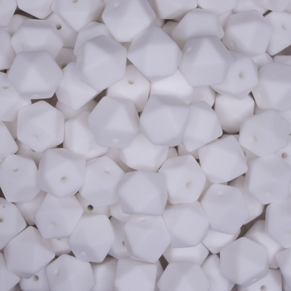 top view of a pile of 14mm White Hexagon Silicone Bead