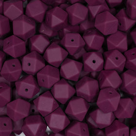 14mm Wine Red Hexagon Silicone Bead