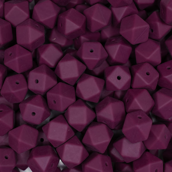 top view of a pile of 14mm Wine Red Hexagon Silicone Bead