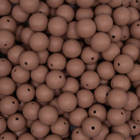 15mm Caramel Brown Round Silicone Bead