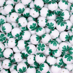 15mm Green Clover Silicone Bead