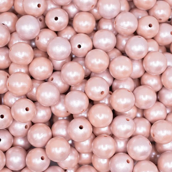 15mm Blush  Marbled Opal Shimmer Round Silicone Bead