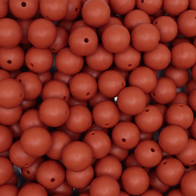 15mm Red/Brown Round Silicone Bead