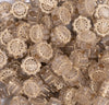 close up view of a pile of 12mm Gold antique acrylic bead