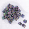 top view of a pile of 15mm Black Leopard luxury square acrylic beads