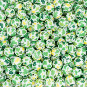 15mm St Patrick's Day Clover Print Silicone Bead