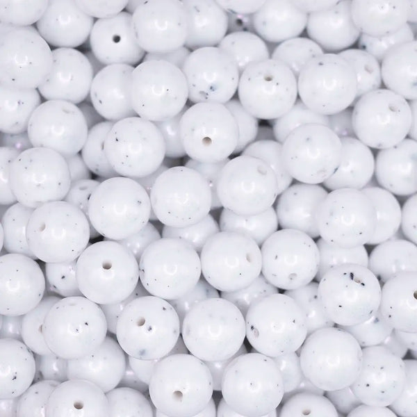 top view of a pile of 15mm White Opal Shimmer Round Silicone Bead
