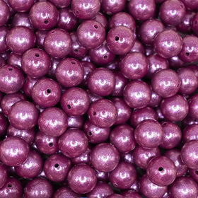15mm Wine Purple Opal Shimmer Round Silicone Bead