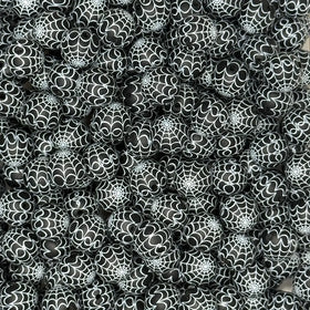 15mm Black Spider Web Print Silicone Bead