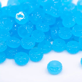 12mm Blue Glow In the Dark Resin Rondelle Spacer Beads - Set of 20