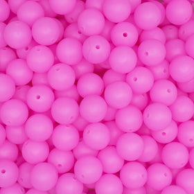 15mm Bright Pink Glow In The Dark Silicone Bead