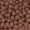 15mm Brown Embossed Floral Print Silicone Bead