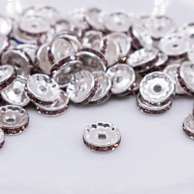 Brown Rhinestone Rondelle Spacer Beads