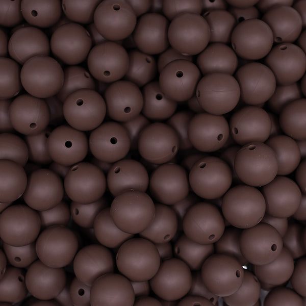 top view of a pile of 15mm Brown Round Silicone Bead