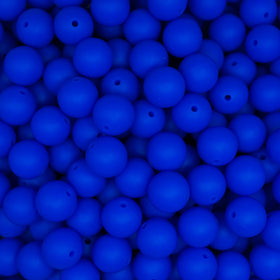 15mm Cobalt Blue Round Silicone Bead