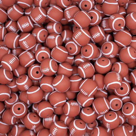 15mm Brown Football Silicone Bead
