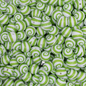 15mm Green Swirl Silicone Bead