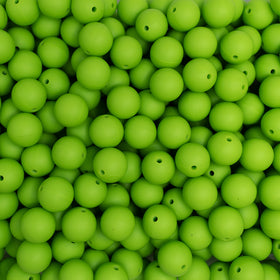15mm Lime Green Round Silicone Bead
