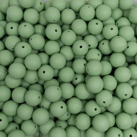 15mm Nature Green Round Silicone Bead
