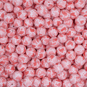 15mm Multiple Pink Hearts Silicone Bead