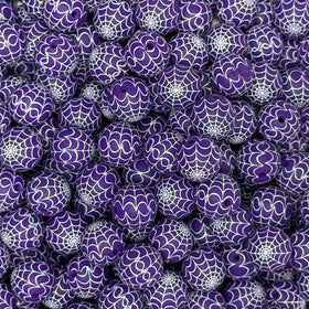 15mm Purple Spider Web Print Silicone Bead