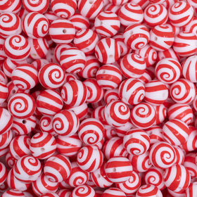 15mm Red Swirl Silicone Bead