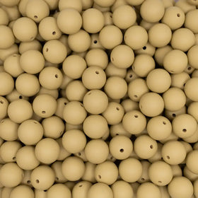 15mm Sand Brown Round Silicone Bead