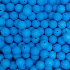 15mm Blue Round Silicone Bead
