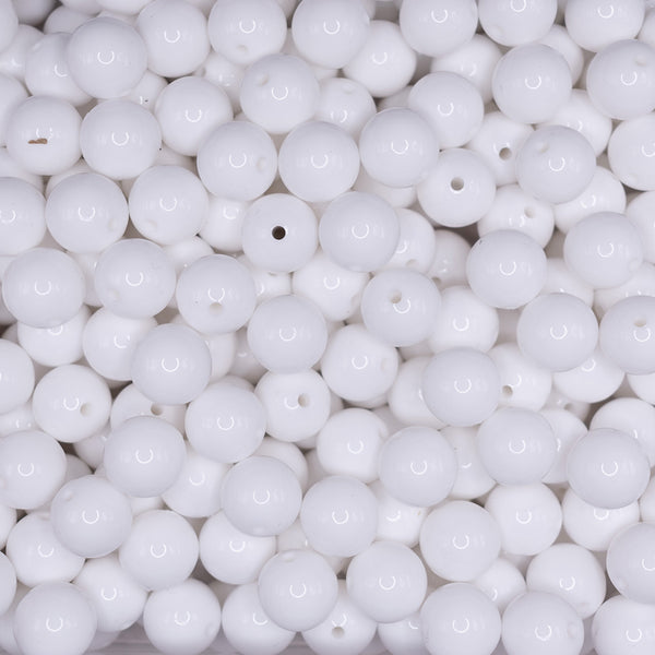 front view of a pile of 15mm White Liquid Style Silicone Bead