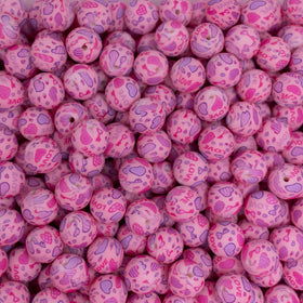 15mm Pink Love and Heart Silicone Bead