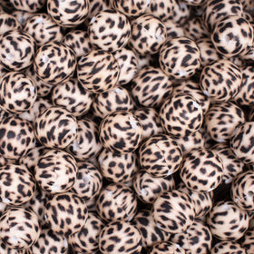 15mm Realistic Leopard Print Silicone Bead