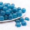 front view of a pile of 16mm Blue Glitter Sparkle Bubblegum Beads