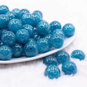 16mm Blue Glitter Sparkle Bubblegum Beads