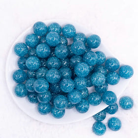 16mm Blue Glitter Sparkle Bubblegum Beads