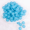 top view of a pile of 16MM Blue Frosted Beach Ball Bubblegum Beads