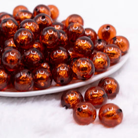 16mm Brown Foil Bubblegum Beads