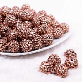 16mm Copper Rhinestone Bubblegum Beads