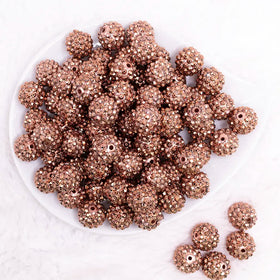 16mm Copper Rhinestone Bubblegum Beads